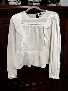 Old Navy White Ruffle Peasant Blouse